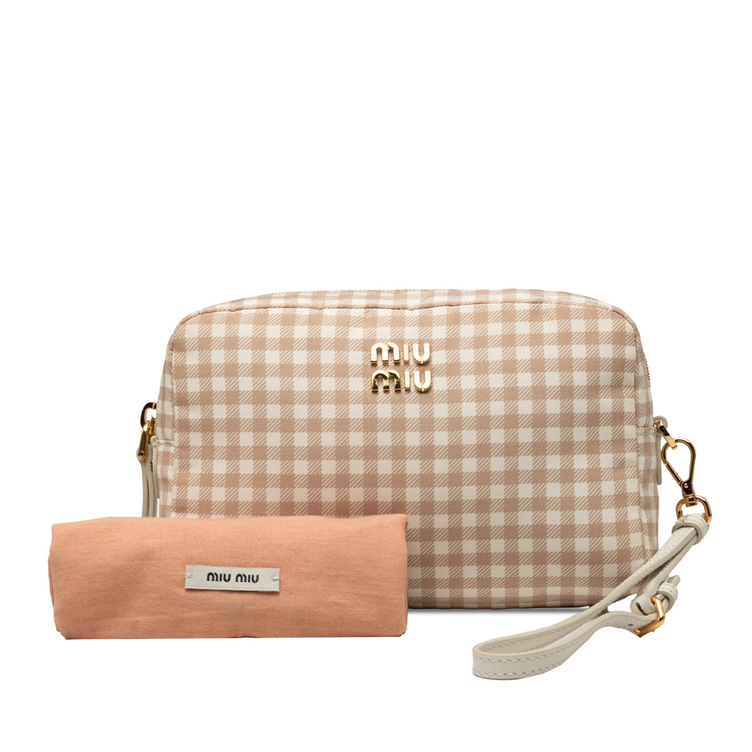Miu Miu Nylon Vichy Wristlet Pochette