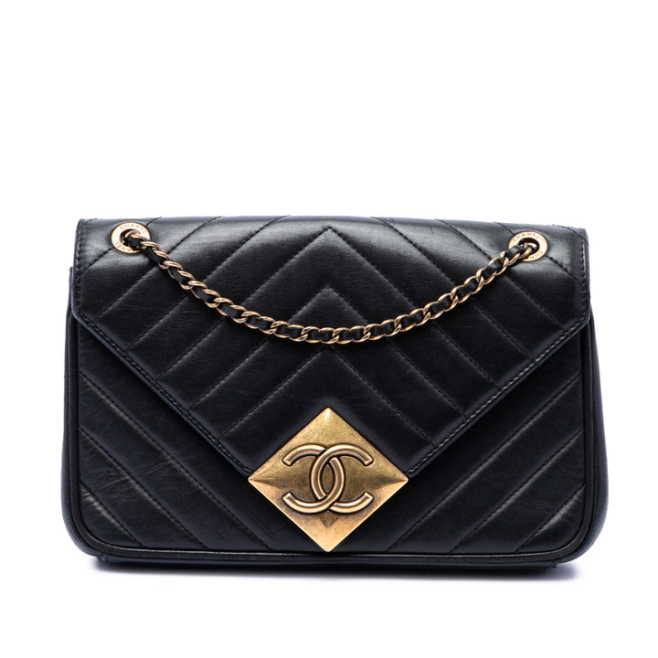 Chanel CC Matelassé Cuir d'agneau Pyramid à rabat