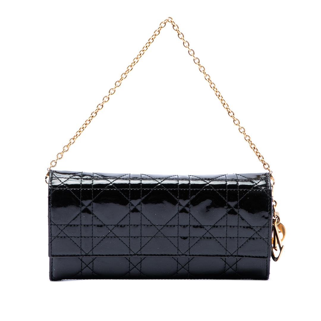 Dior Cuir verni Cannage Lady Dior Wallet on Chain