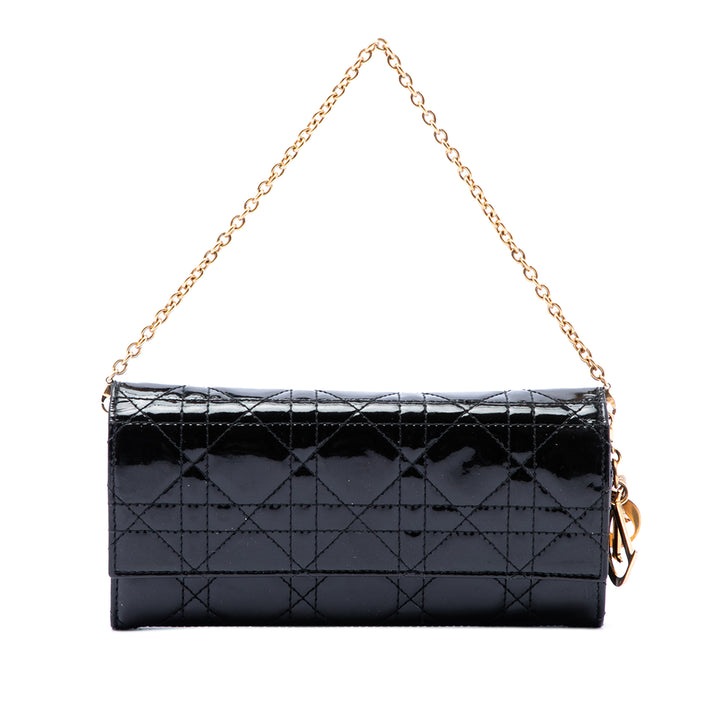 Dior Cuir verni Cannage Lady Dior Wallet on Chain