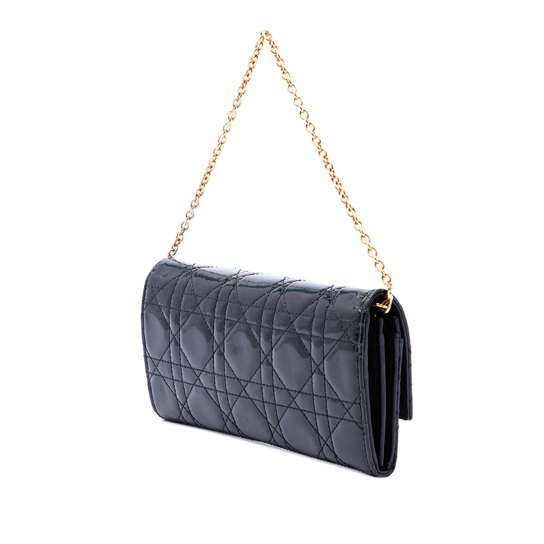 Dior Cuir verni Cannage Lady Dior Wallet on Chain