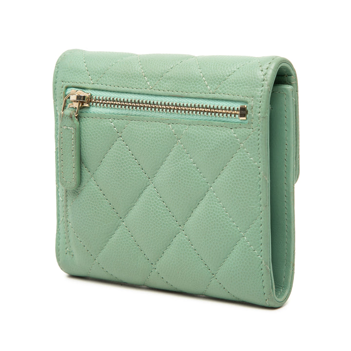 Chanel CC Matelassé Caviar Trifold Portefeuille