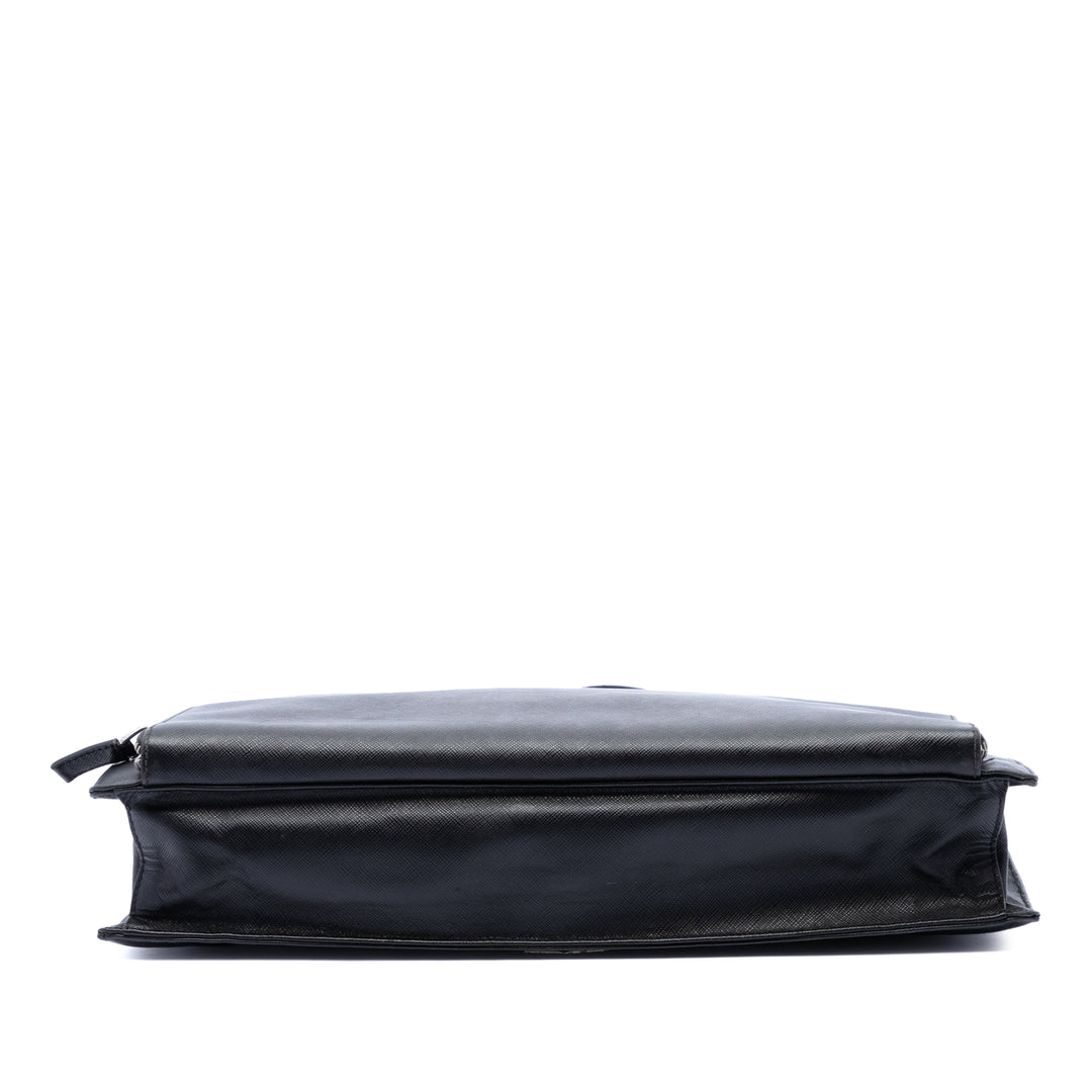 Prada Saffiano Cuir Travel Front Zip Pocket Porte-documents