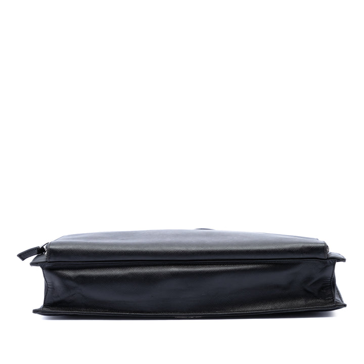 Prada Saffiano Cuir Travel Front Zip Pocket Porte-documents