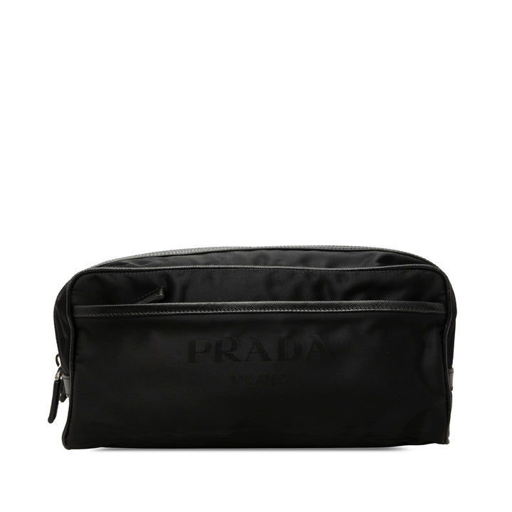 Prada Pochette à finitions Re Travel Saffiano Noir – vue principale – GABY PARIS