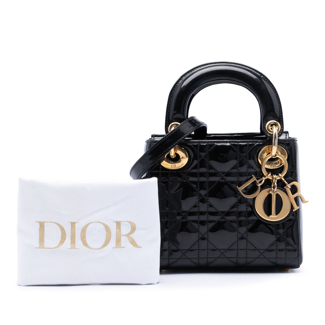 Dior Mini Cuir verni Cannage Lady Dior
