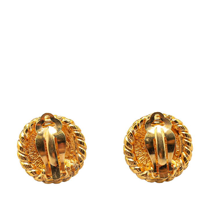 Gold Plated CC Round Clip on Earrings Gold - Gaby Paris