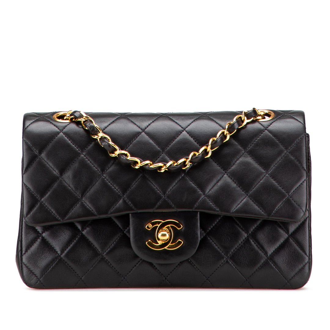 Small Classic Lambskin Double Flap Black - Gaby Paris