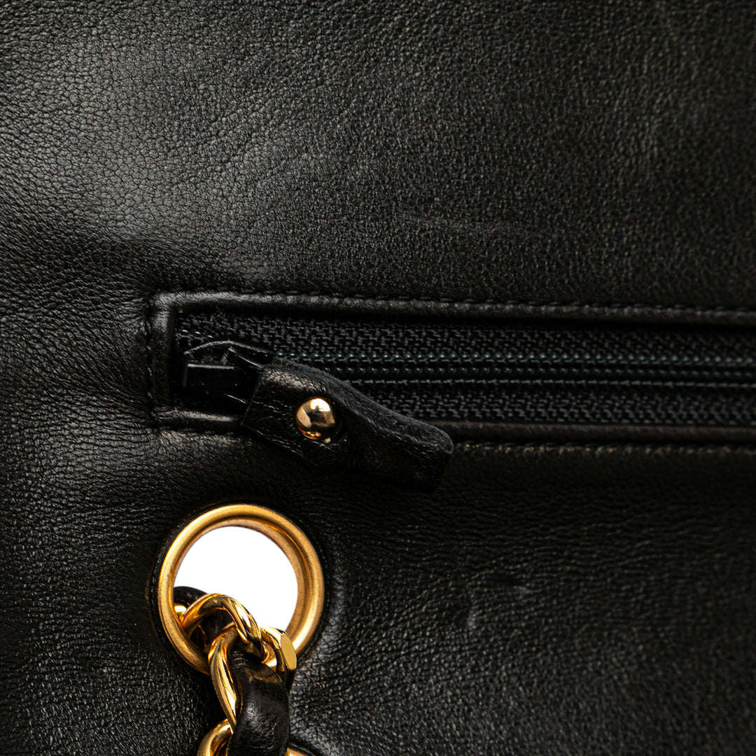 Small Classic Lambskin Double Flap Black - Gaby Paris