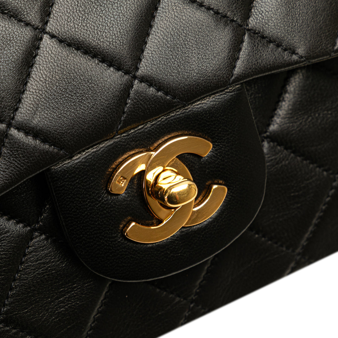 Small Classic Lambskin Double Flap Black - Gaby Paris