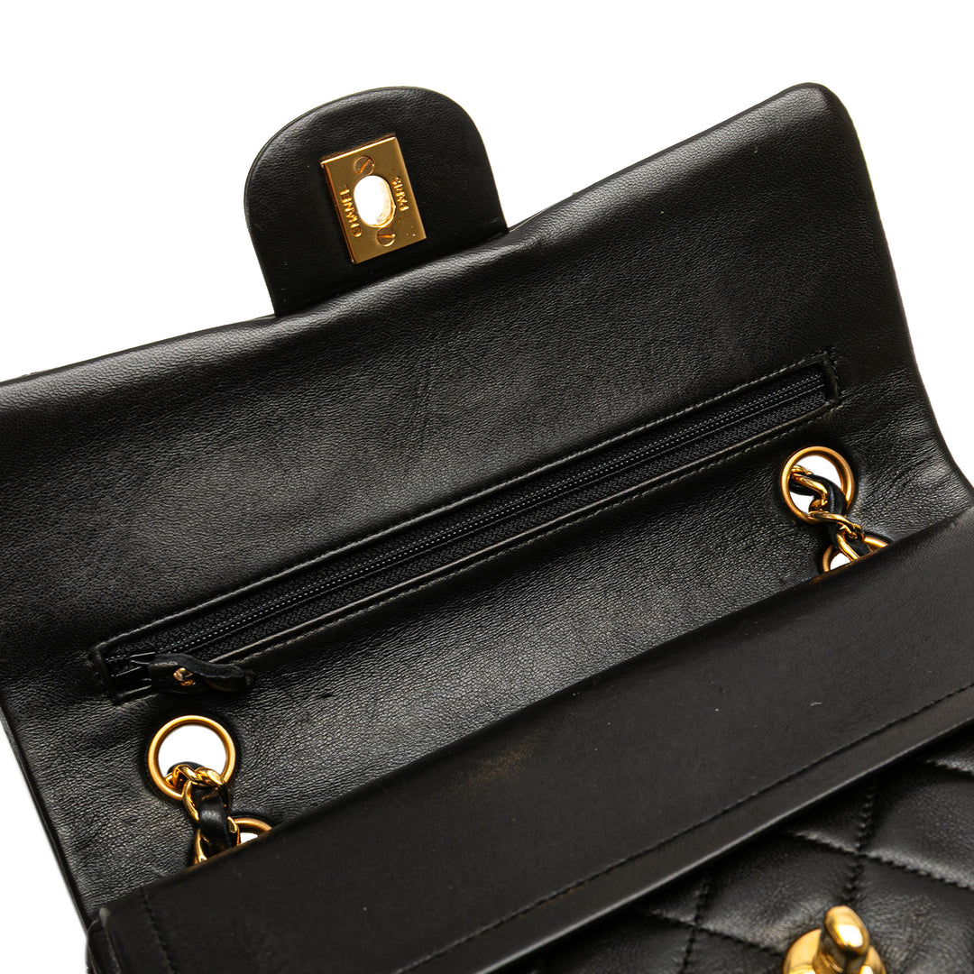 Small Classic Lambskin Double Flap Black - Gaby Paris