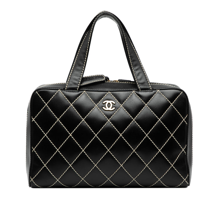 Chanel CC Cuir d’agneau Wild Stitch Sac à main Noir