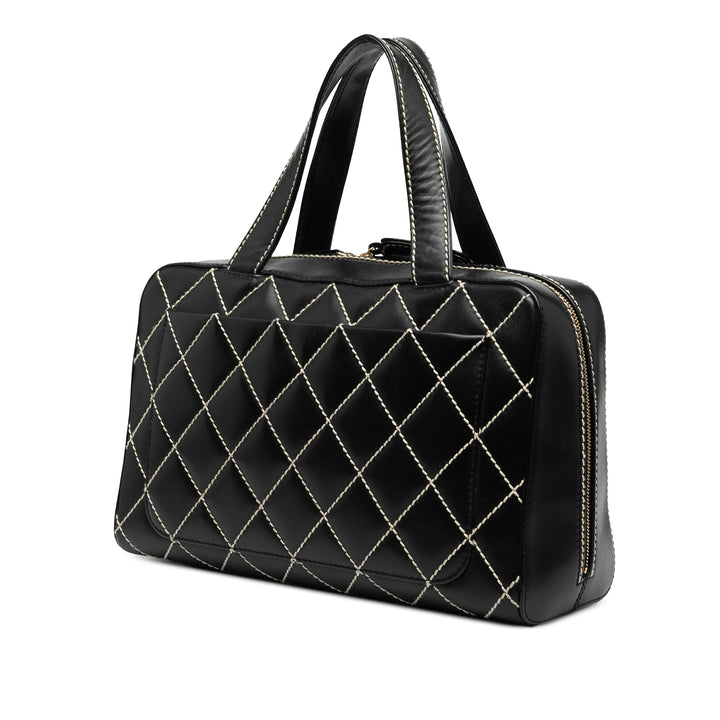 Chanel CC Cuir d’agneau Wild Stitch Sac à main Noir