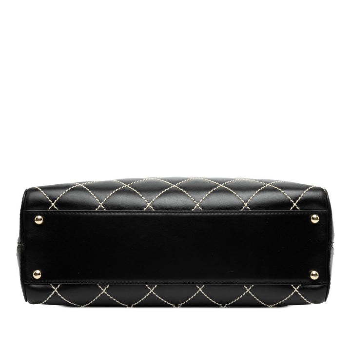 Chanel CC Cuir d’agneau Wild Stitch Sac à main Noir