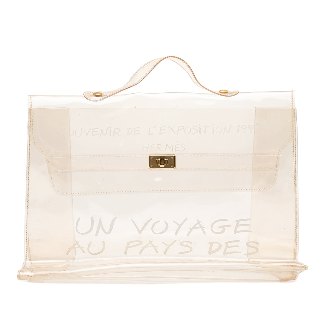 Hermès Sac à main Vinyl Souvenir De L Exposition Kelly Blanc – vue principale – GABY PARIS