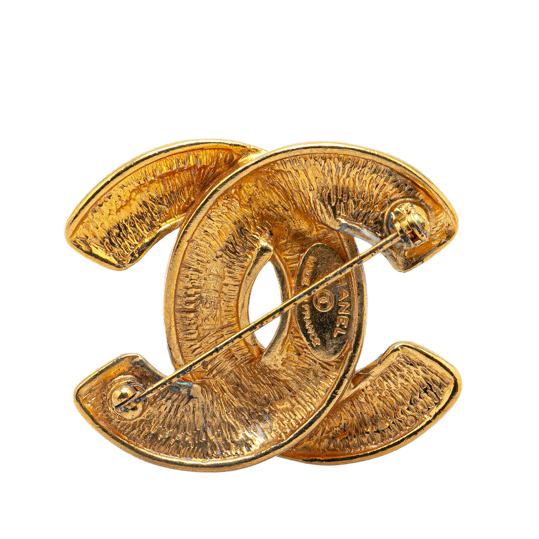 Gold Plated CC Quilted Brooch Gold - Gaby Paris