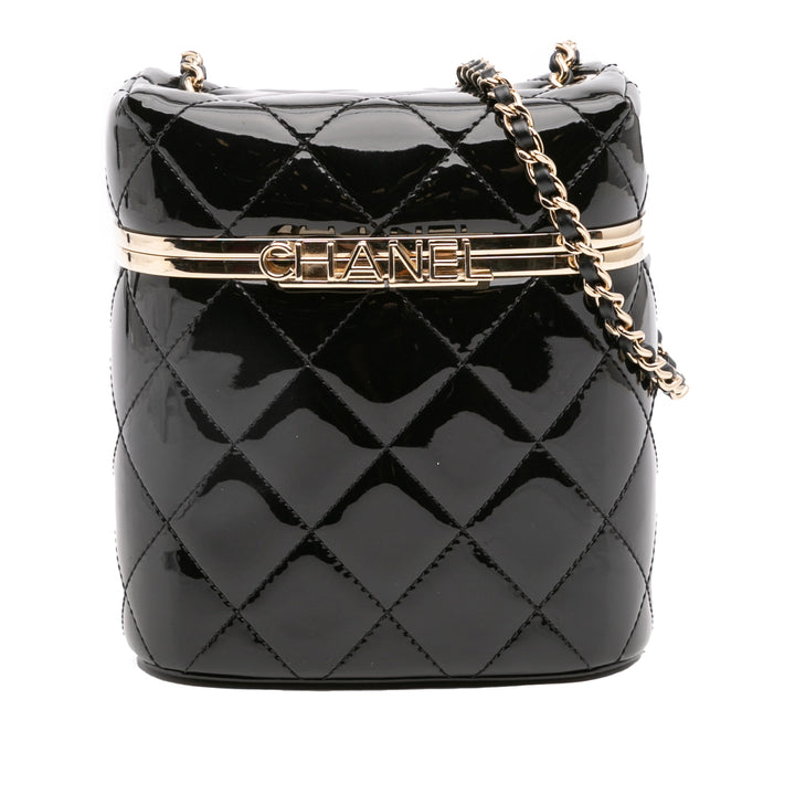 Chanel Matelassé Cuir verni Logo Chain Vanity