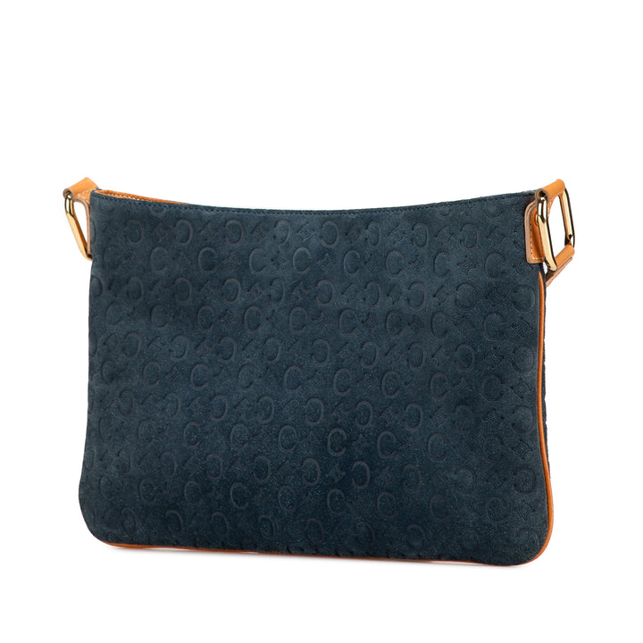 C Macadam Suede Shoulder Bag Blue - Gaby Paris