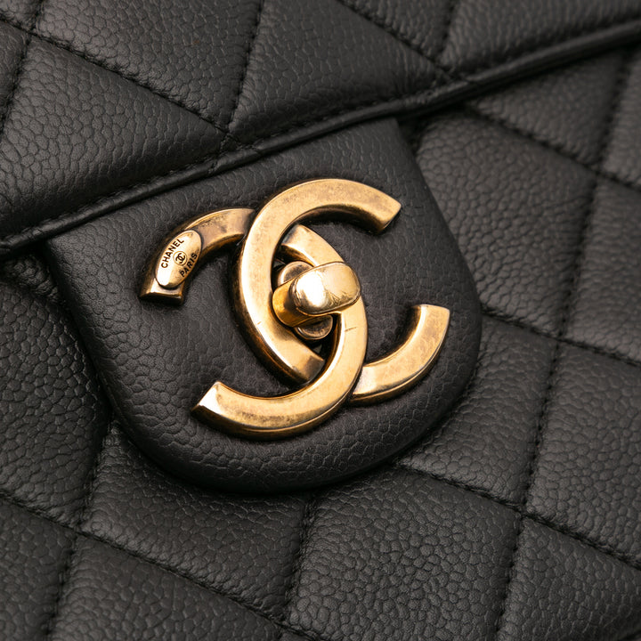 Jumbo CC Quilted Caviar Chunky Chain Flap Black - Gaby Paris