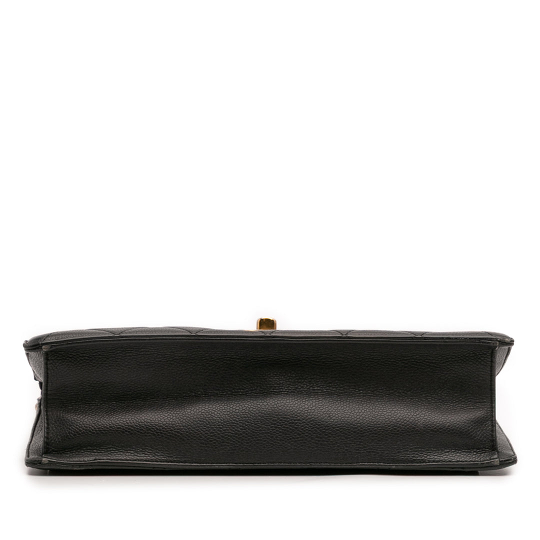 Jumbo CC Quilted Caviar Chunky Chain Flap Black - Gaby Paris
