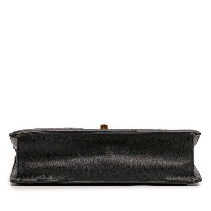 Jumbo CC Quilted Caviar Chunky Chain Flap Black - Gaby Paris