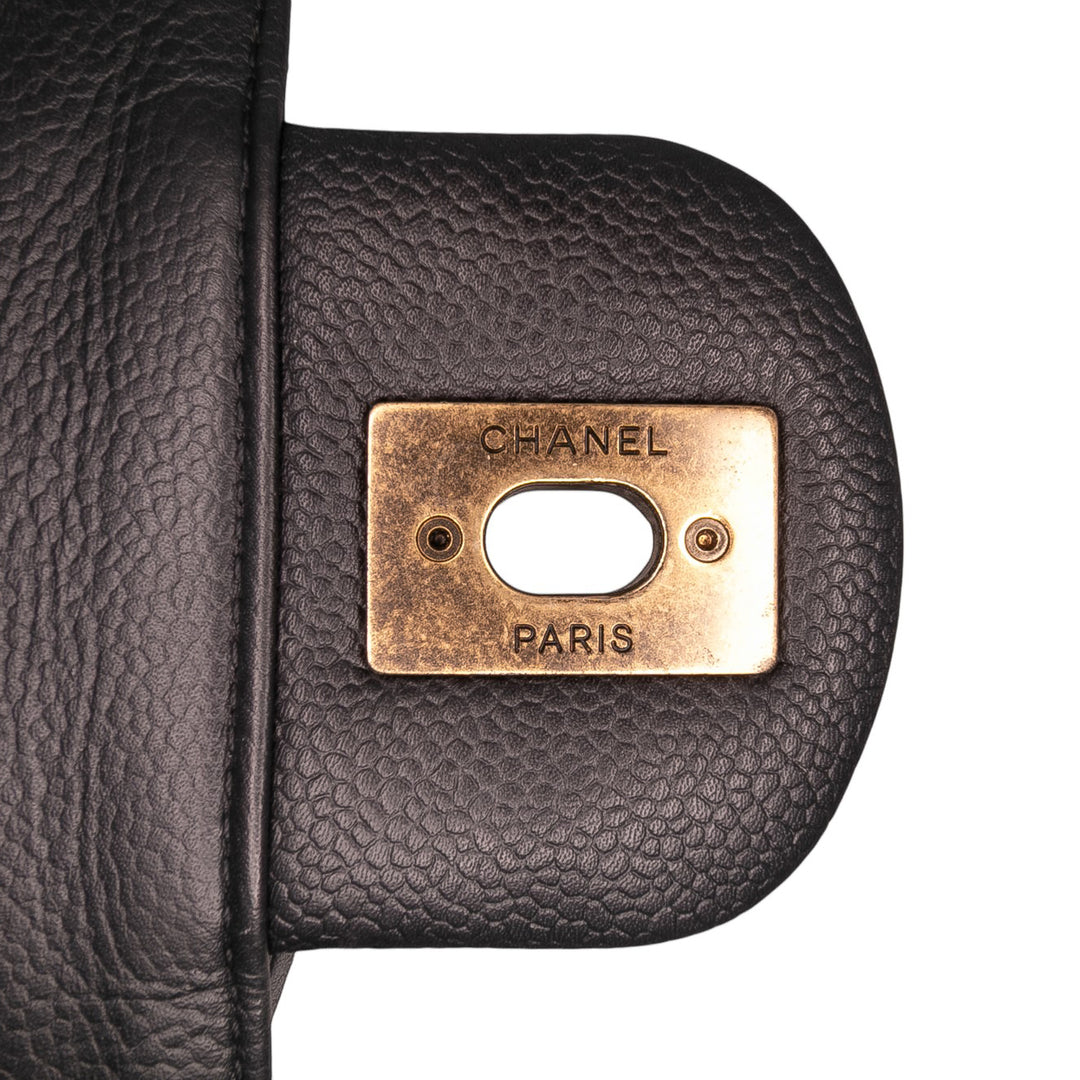 Jumbo CC Quilted Caviar Chunky Chain Flap Black - Gaby Paris