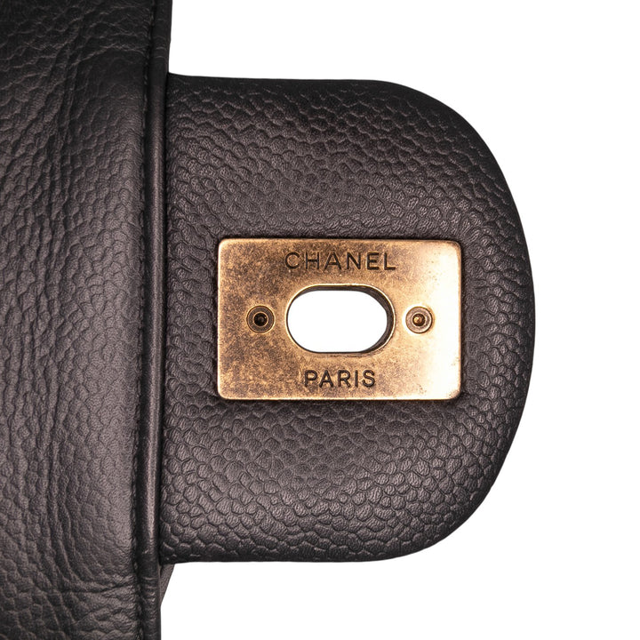Jumbo CC Quilted Caviar Chunky Chain Flap Black - Gaby Paris