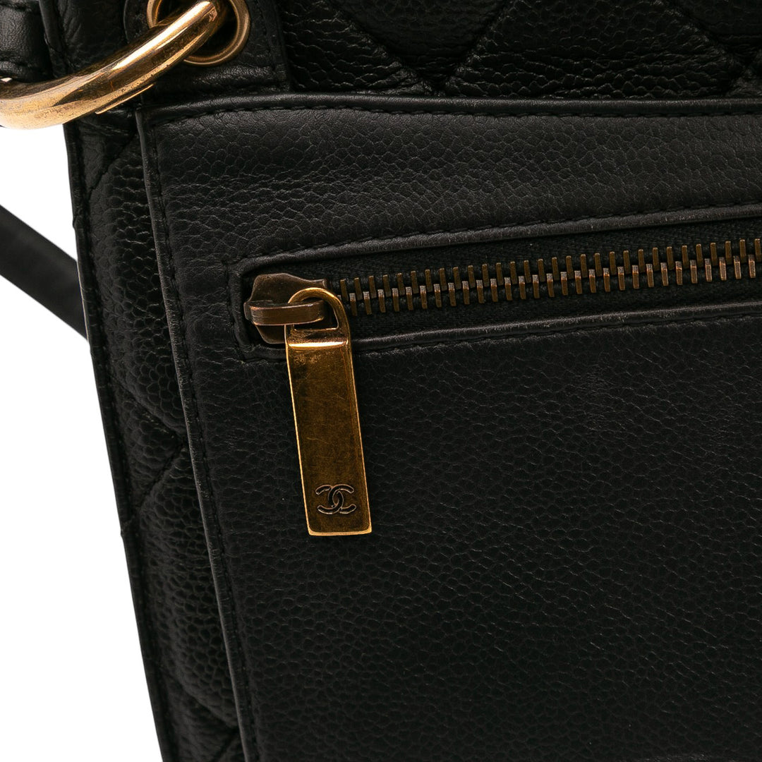 Jumbo CC Quilted Caviar Chunky Chain Flap Black - Gaby Paris