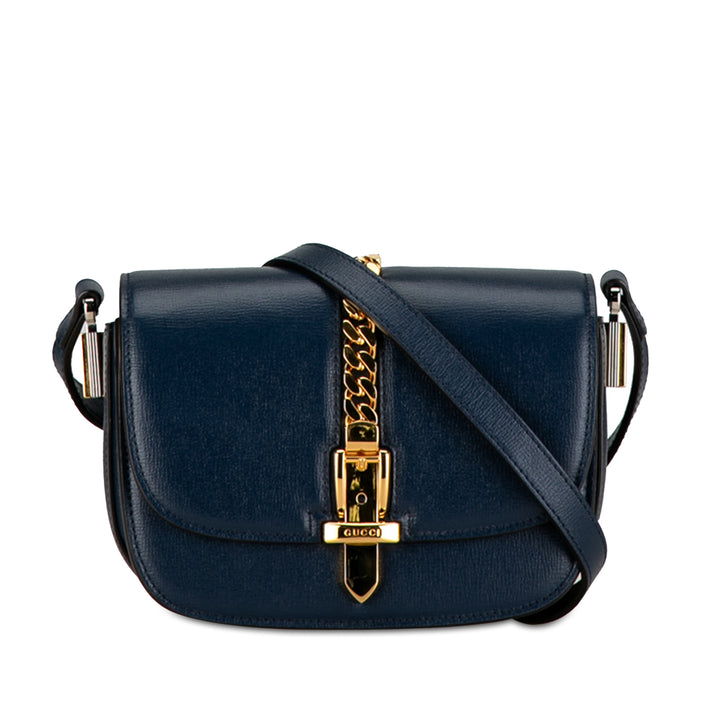 Gucci Mini Leather Sylvie 1969 Crossbody Blue - GABY PARIS