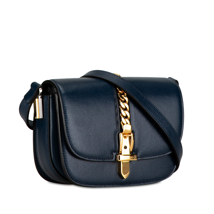 Gucci Mini Leather Sylvie 1969 Crossbody Blue - GABY PARIS