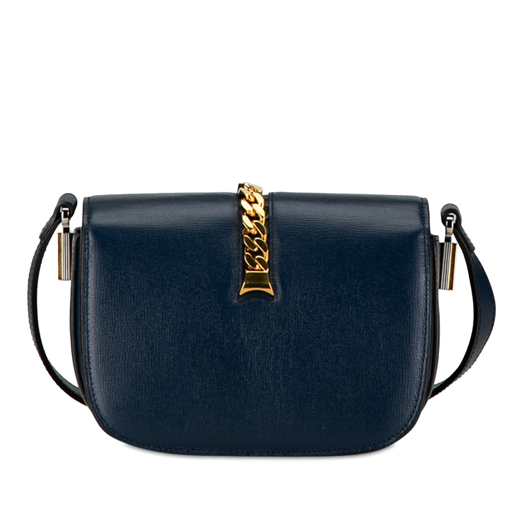 Gucci Mini Leather Sylvie 1969 Crossbody Blue - GABY PARIS