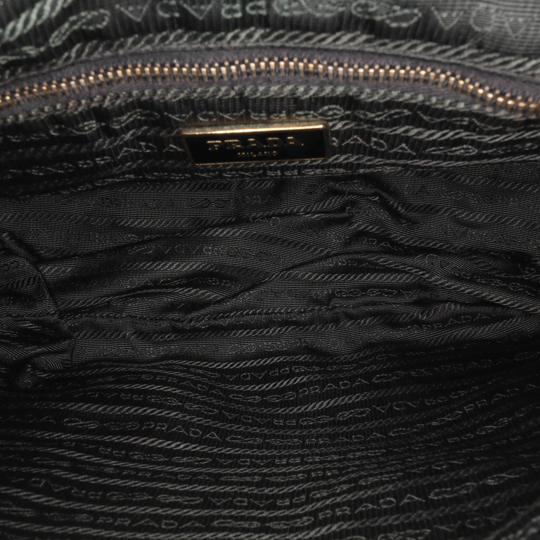 Saffiano Trimmed Tessuto Zip Double Buckle Messenger Bag Black - Gaby Paris