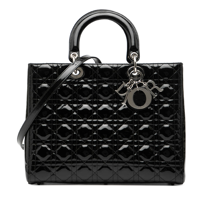 Dior Large Cuir verni Cannage Lady Dior