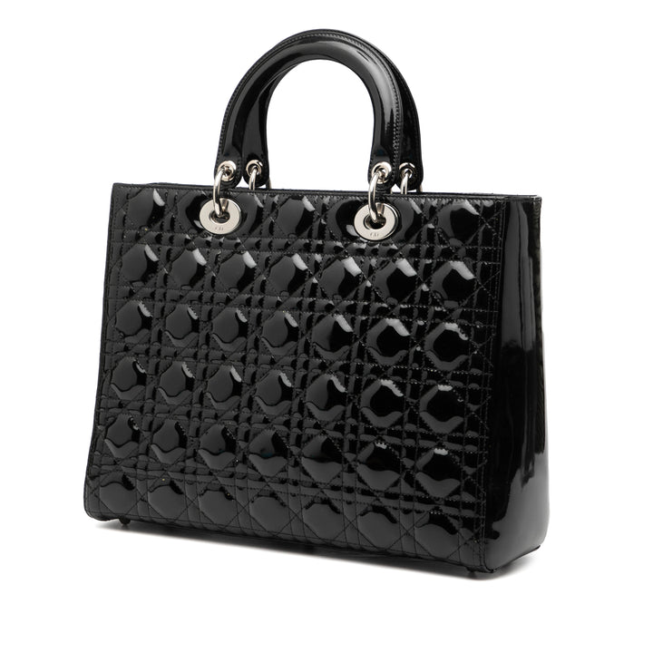 Dior Large Cuir verni Cannage Lady Dior
