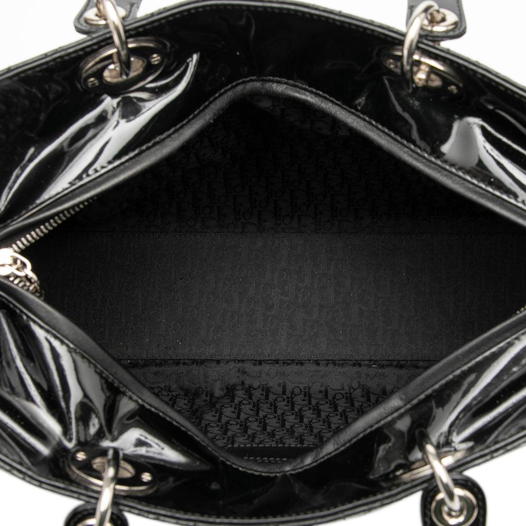 Dior Large Cuir verni Cannage Lady Dior