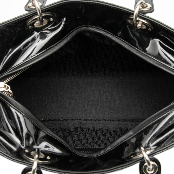 Dior Large Cuir verni Cannage Lady Dior