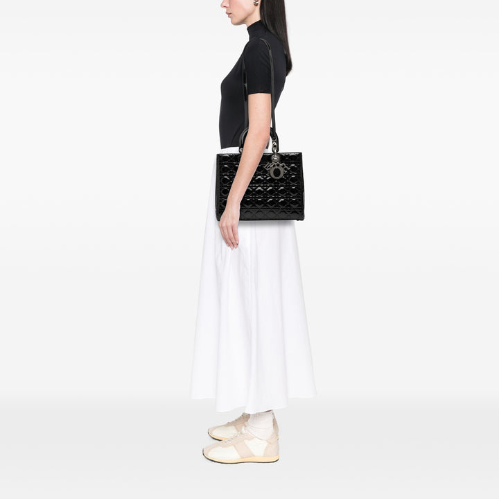 Dior Large Cuir verni Cannage Lady Dior