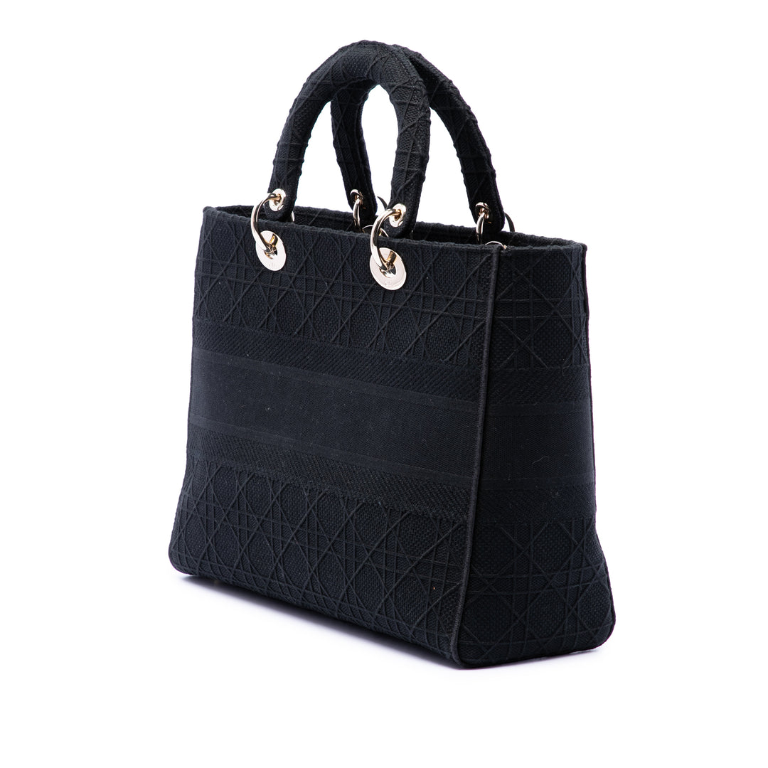 Dior Large brodé Toile Cannage Lady D Lite