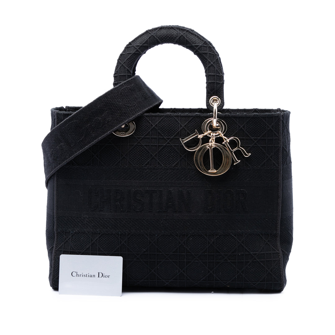 Dior Large brodé Toile Cannage Lady D Lite