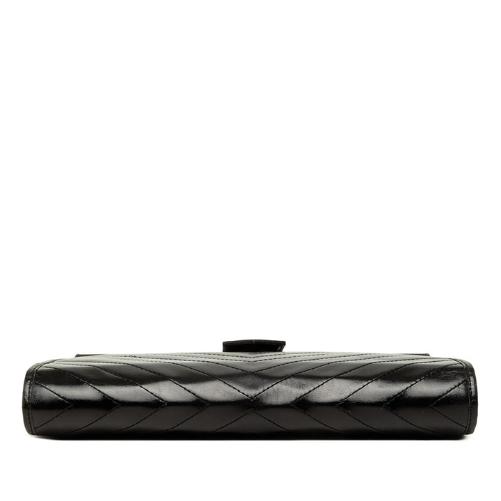 Saint Laurent Pochette Chevron Armature Cuir de veau Noir – vue 3 – GABY PARIS