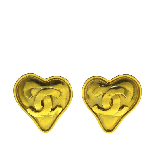 CC Heart Clip On Earrings Gold - Gaby Paris