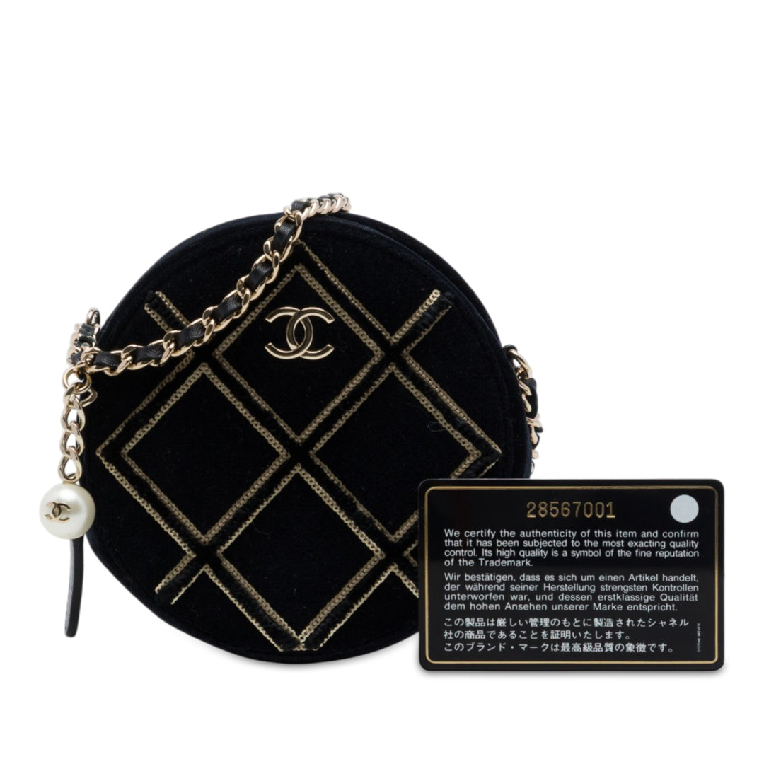 Perle Sequins Rond Sac Noir