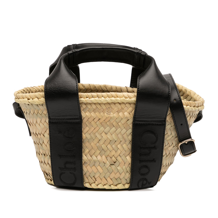 Chloé Small Raffia et Smooth Cuir de veau Sense Basket Cabas