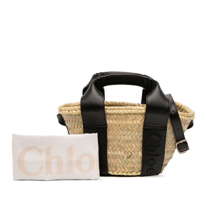 Chloé Small Raffia et Smooth Cuir de veau Sense Basket Cabas