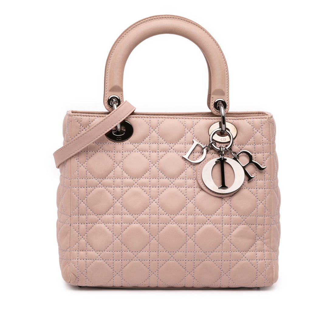 Dior Medium Cuir d’agneau Cannage Lady Dior Rose – GABY PARIS Authentique