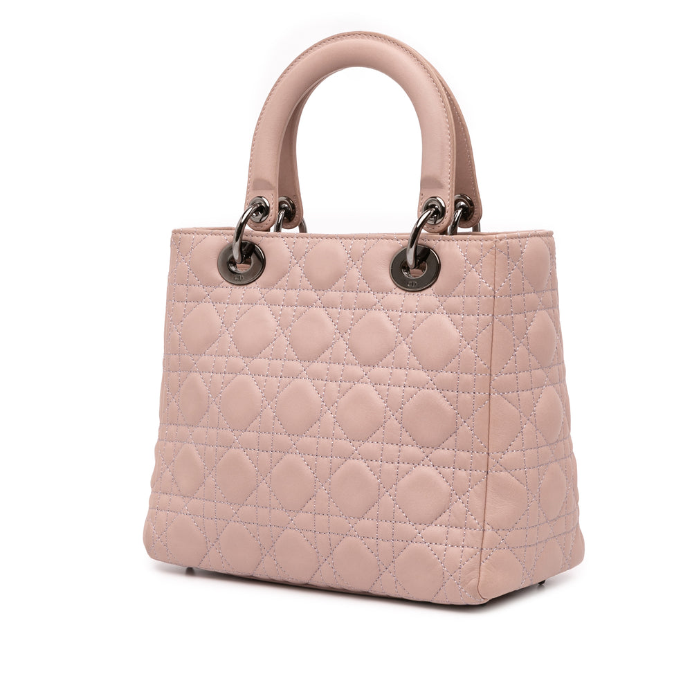 Dior Medium Cuir d’agneau Cannage Lady Dior Rose – GABY PARIS Authentique