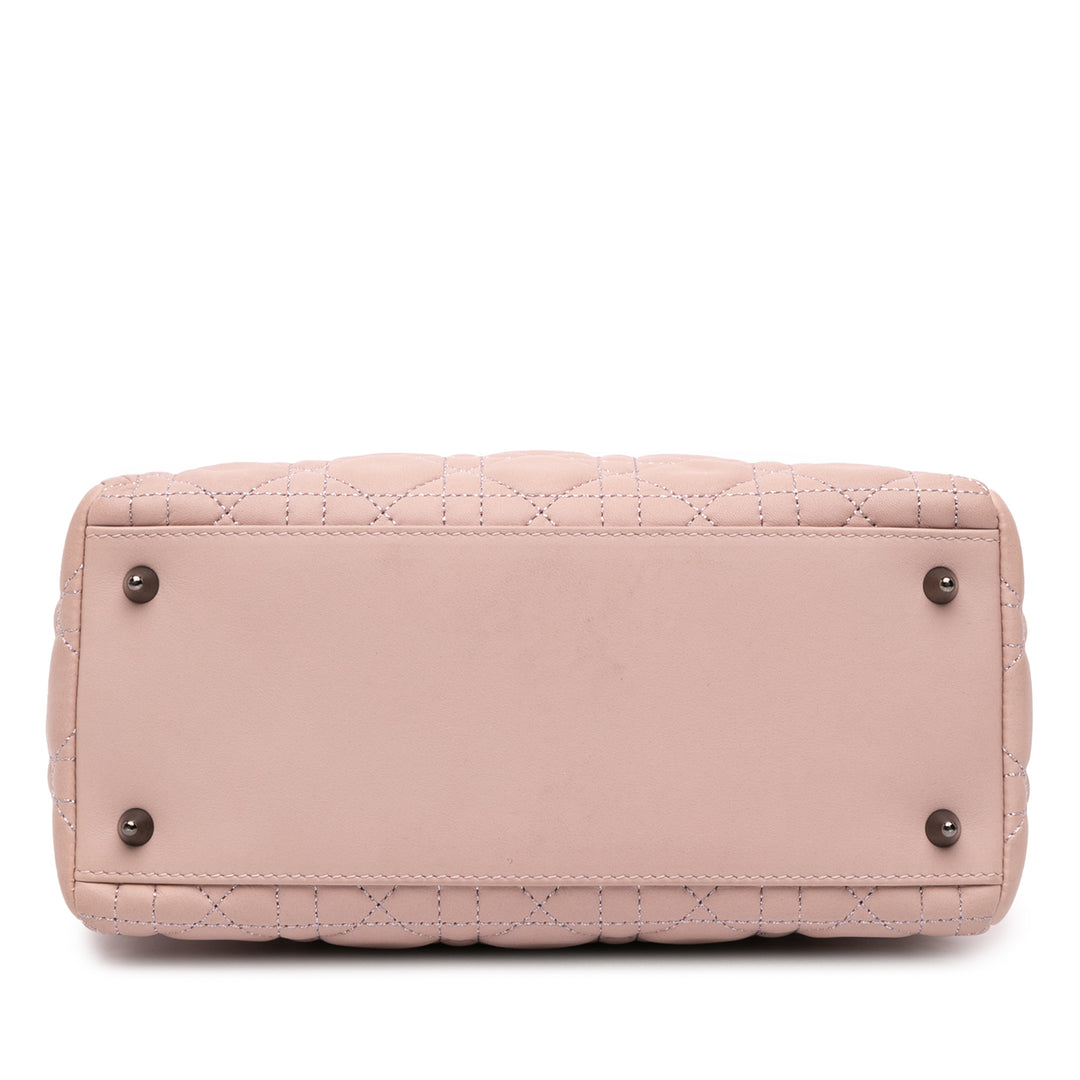 Dior Medium Cuir d’agneau Cannage Lady Dior Rose – GABY PARIS Authentique