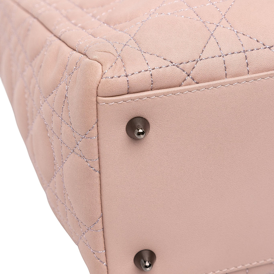 Dior Medium Cuir d’agneau Cannage Lady Dior Rose – GABY PARIS Authentique