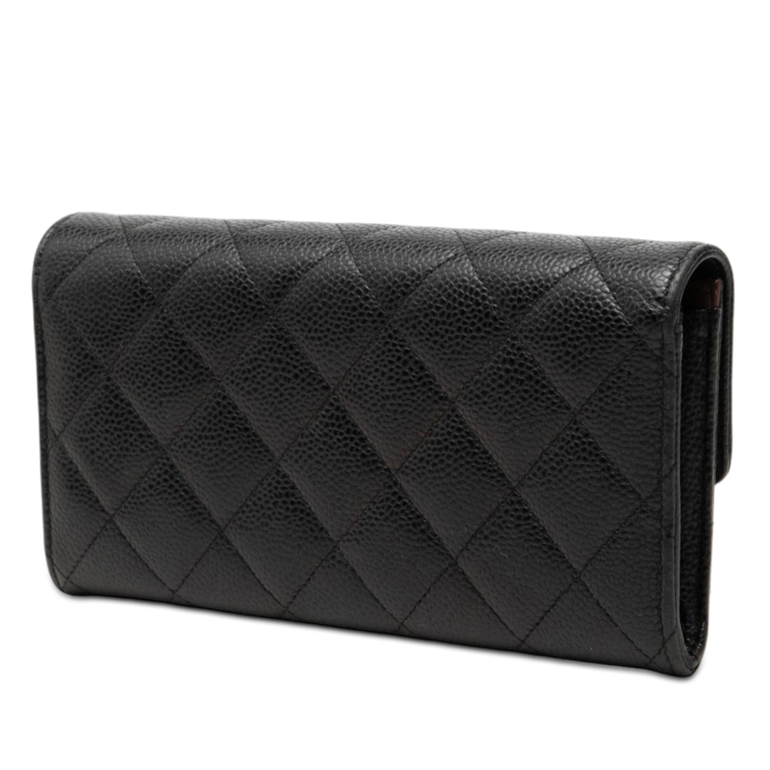 Chanel CC Matelassé Caviar à rabat Portefeuille long