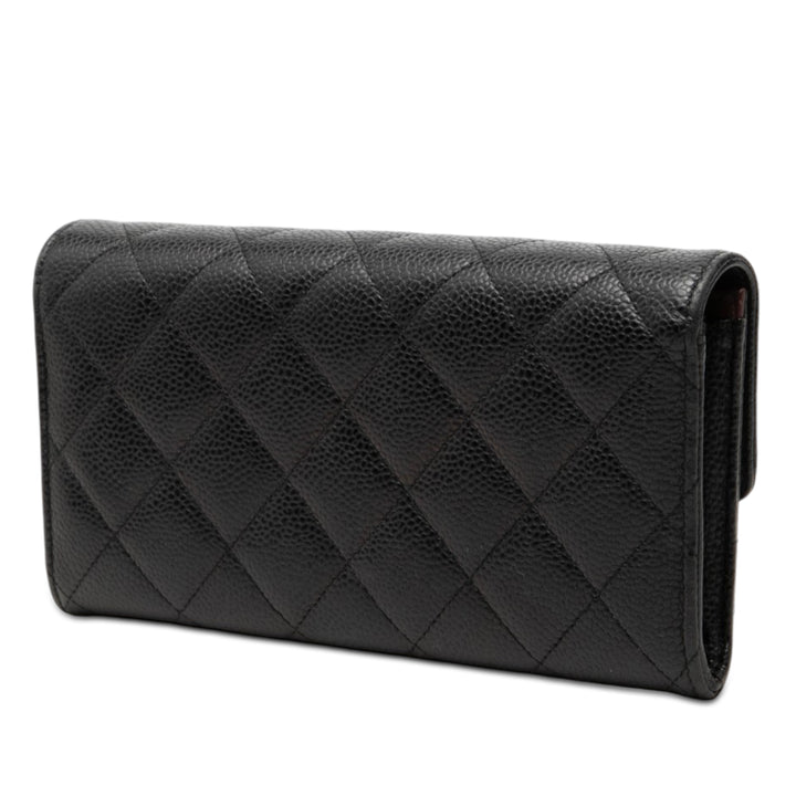 Chanel CC Matelassé Caviar à rabat Portefeuille long